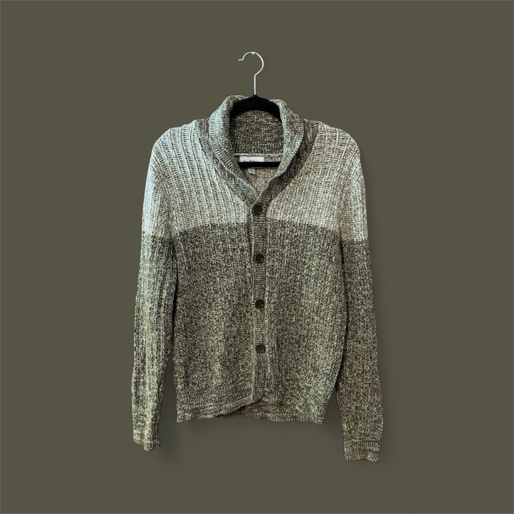 Cotton Goodfellow & Co. Men’s Green/Gray Cardigan Sweater • Small